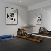 Foldable Wooden Rower Walnut Finish Water Rowing Machine Compact Folding Rowing Machine