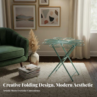 Folding Round Side Table Foldable Folding Outdoor Table Space Saving for Balcony