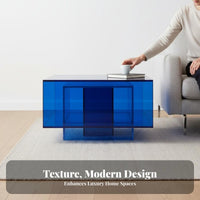 Gradient Acrylic Cube Table Klein indigo space-saving End Table Light Luxury design Easy to Clean for Homeowners, Young Adults