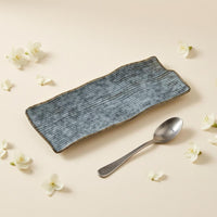 Ribbed Sushi Plate Notched Rim Wavy Ceramic Plate