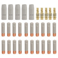 30 Pieces 15AK MIG Torch Consumable Kit High Temperature Resistant MIG Welder Connector Tips and Nozzles Set Guarding Coating for Welders, Garage