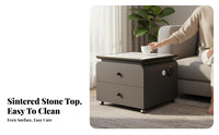 Square Nightstand with Drawer Luxury Aesthetic Bedside Storage Cabinet Modern design Waterproof Surface for Homeowners, Students