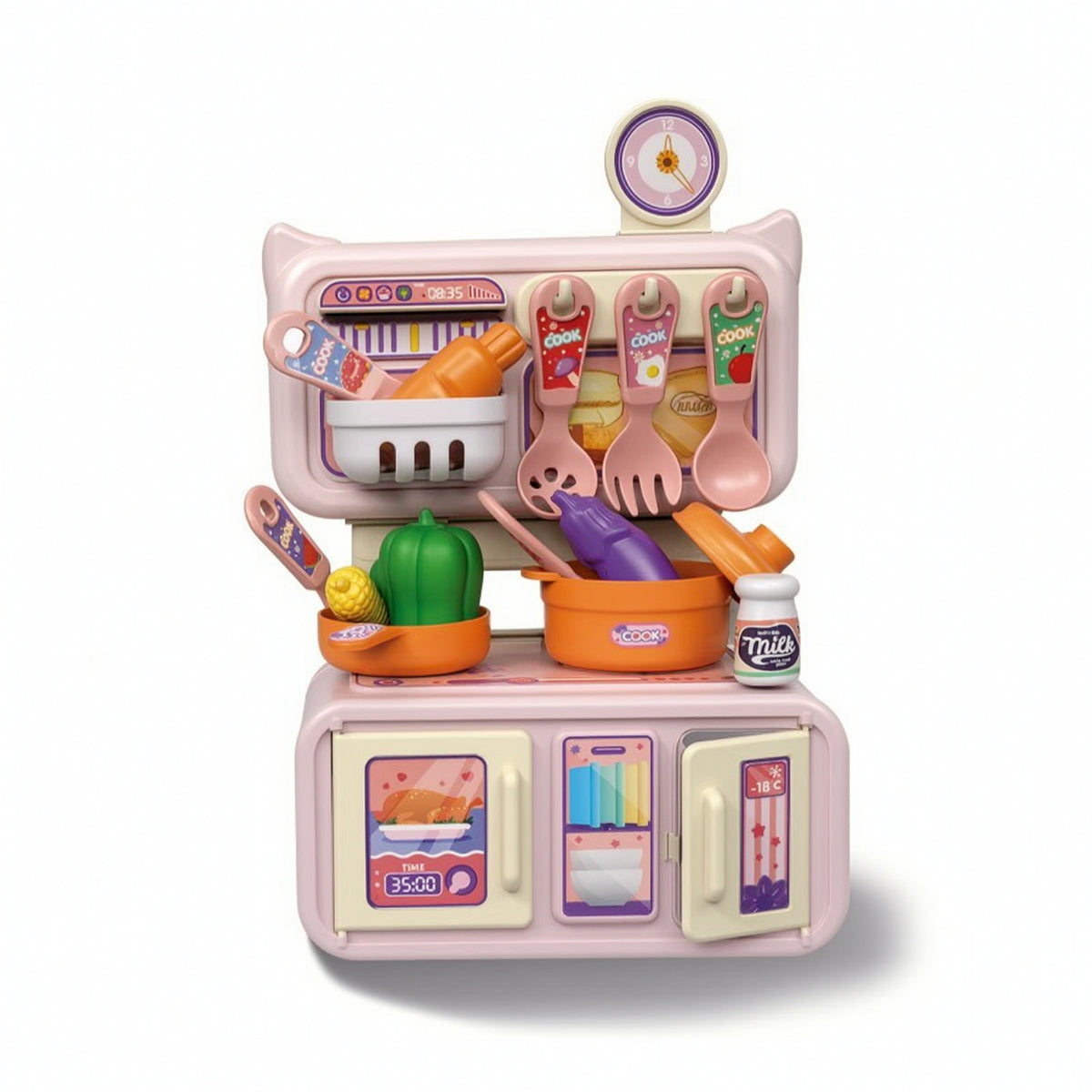 Tabletop Play Kitchen with Accessories Interactive Kids Kitchen Playset Educational Toy Pots and Pans Bright Colors for Toddlers, Daycare