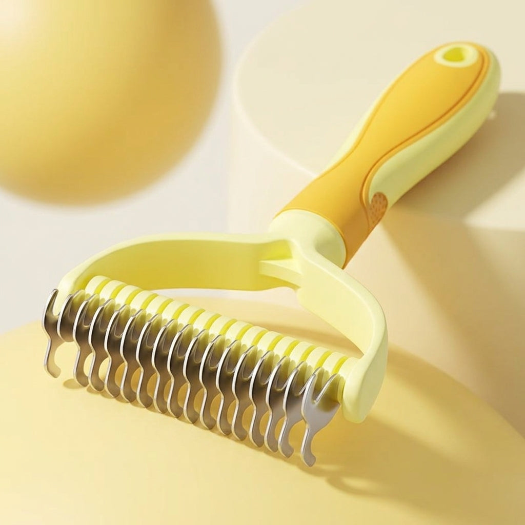 Cat Brush and Pet Hair Remover for Dog Grooming, Double-Sided Comb with Curved Head for Long Haired Pets, Skin-Friendly Dog Brush, Dog Comb