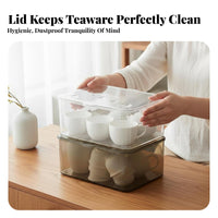 Lidded & tea beverage Set Box particleproof countertop Organizer Transparent Design for Pantry