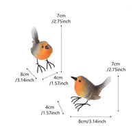 2 Pieces Robin Bird Figurine Set Pastoral Design Small Bird Garden Decor