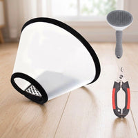 Dog Cone Pet Recovery with Snap Buttons, Transparent Pet Cone for Dogs Cats After Surgery, Stop Licking Cat Cone Kit