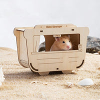 Decorative Design Hamster House and Hamster Hide, Wood Plywood Construction for Small Companions, Assembly Required Wood Habitat