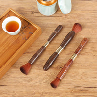 Kung Fu Tea Set Accessory Tea Brush, Ebony Wood and Bakelite Brush with Engraved LOGO, Teapot Brush, Tea Tray Brush
