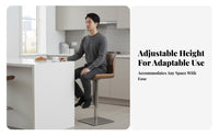 Upholstered Rotating Bar Stool Adjustable Height Upholstered Rotating Stool with Support Modern Design Integrated Footrest