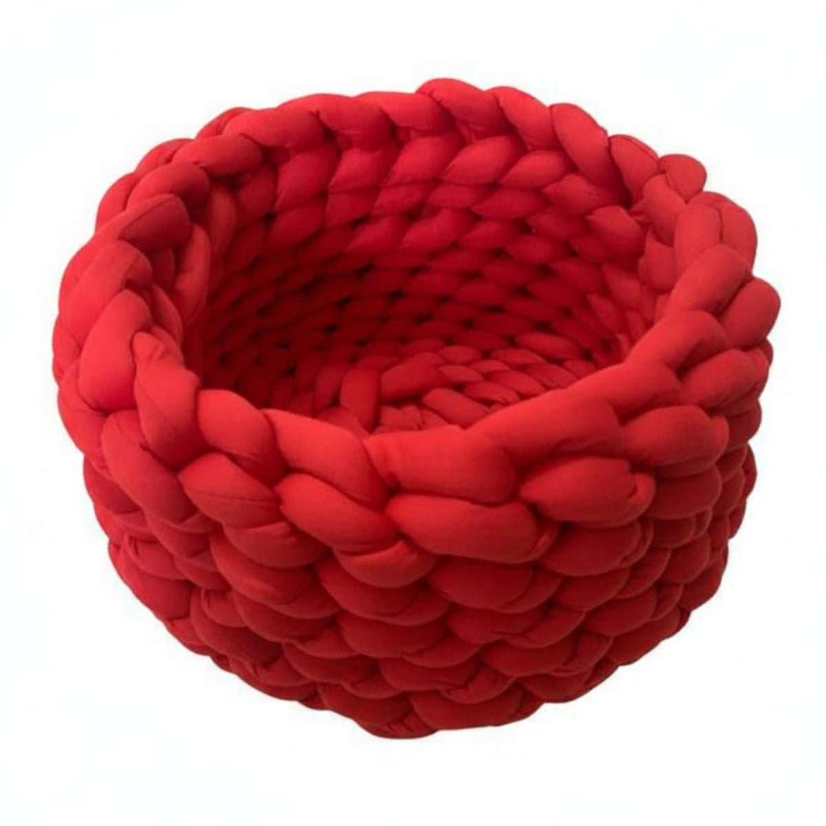 Chunky Knit Cat Bed Handcrafted Look Crochet Pet Resting Place Vegan Woven Cat Nest for Cats, Indoor