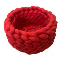 Chunky Knit Cat Bed Handcrafted Look Crochet Pet Resting Place Vegan Woven Cat Nest for Cats, Indoor