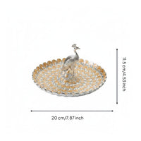Gilded Peacock Serving Tray Golden Decoration Peacock Fruit Bowl Luxury Look Decorative Snack Tray for Living Room