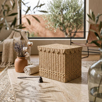 Linen Hamper Handwoven Woven Laundry Basket Lightweight Woven Laundry Hamper for Bedroom, Closet