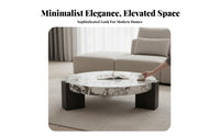 Italian & design Round Coffee Table Marble Pattern Top circular table with cone-shaped Base Minimalist furniture aesthetic Furnishing Designer Inspired for Interior Designers, Art Lovers, Apartment Dwellers, Living Room, Lounge Area, Office