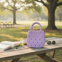 Compact Silicone Bag with Heart Accent Matte Perforated Bag Lightweight Handbag Easy to Clean for Girls, Kids, Beach, Travel