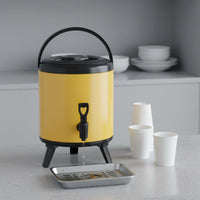 Stainless Steel Tea Barrel Spill-Resistant-Resistant Faucet Insulated Beverage Dispenser Hot and Cold Drink Container Wide Mouth