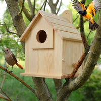 Wooden Birdhouse Nest Box with Perch, Solid Wood Birdhouse for Garden, Outdoor Bird Nest for Universal Bird Species, Fir Wood Set, No Wheels