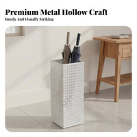Botanical Pattern Leaf Botanical Pattern Umbrella Bucket Ventilated Crafted Metal Rain Gear Holder Stand Multi-Functional Entryway Storage