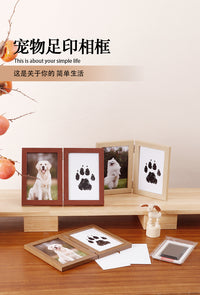 Wooden Photo Frame for Pet and Baby Hand and Foot Prints DIY Gift