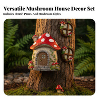 Miniature Tree Door and Panes Resin Material Fairy Door and Panes Set