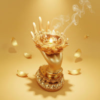 2 Pieces Butter Lamp Stand Spiritual Ambiance Hand Shaped Lamp Holder Elegant
