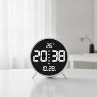 Angled Legs Round LED Desk Clock Timepiece