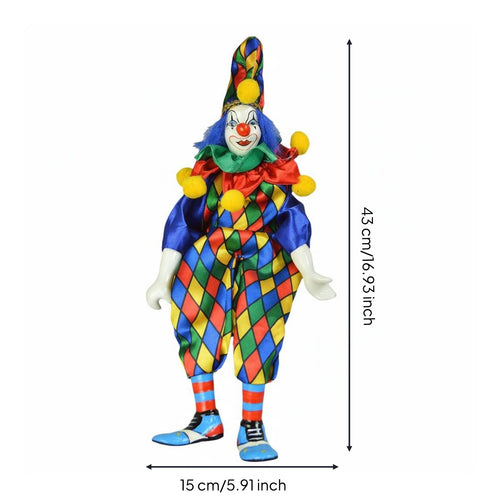 Dangling Leg Clown Doll Porcelain Head and Limbs Sitting Clown Shelf Ornament Souvenir Gift House Decoration for Collectors