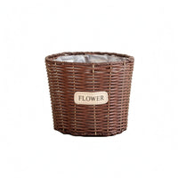 Flower Pot Basket Handwoven Round Wicker Planter Basket Plastic Weave