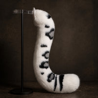 Spotted Feline Tail Bendable Animal Tail Accessory with Waist Strap Poseable Costume Accessory for Cosplayers, Furries, Cosplay, Halloween