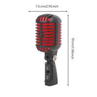 Chrome-Finish Vintage Mic with Stand Mount Compact Retro Mic Adjustable-Angle Mic Handheld for Performers
