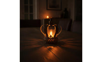 Candle Holder Aged Regal Glass Candle Holder Antique Bronze Candelabra for Tabletop, Mantel, Entryway