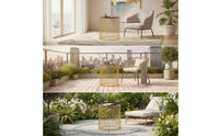 Openwork Side Table with Glass Surface Lightweight Glass Surface Side Table Modern Furniture Minimalistic for Balcony