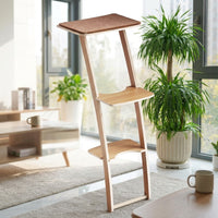 Cat Climbing Frame with 3-Tier Perch and Bed, Solid Wood Freestanding Activity Center for Indoor Cats to Use by a Window Sill
