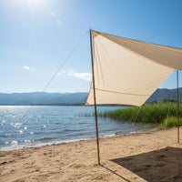 2 Pieces Wood Grain Tarp Pole Thickened Outdoor Gear Easy to Carry for Hiking