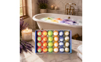24 Pieces Mixed Colors Boxed Bath Sphere Set Marbled Round Bath Bombs Powdery Finish