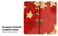 European design Hand-Painted 2-Door Cabinet Gold Foil embellishments Sideboard Multifunctional Home Furniture Ample Storage for Interior Design aficionados, Homeowners, Entryway, Hallway, Living Room, Bedroom