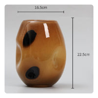 Dotted Glass Vase Wide Mouth Decor Piece Handmade for Living Room
