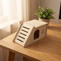 Wooden Hamster House and Villa Multi-Piece Set, Solid Wood Habitat with Hamster Swing, Climbing Ladder and Hideouts for Dwarf Hamsters Gerbils