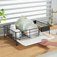Dish Drain Rack Stainless Steel Rack Dish Drainer, Single Tier Drain Rack with Drip Tray, Modern Style Kitchen Sink Organizer Unit