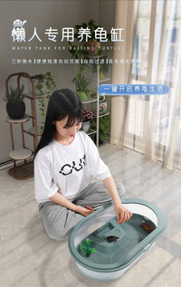 乌龟缸家用巴西龟专用盆养殖箱带盖饲养龟箱造景别墅房子水族箱