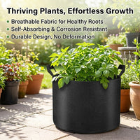 Plant Grow Bags, 30cm Black Non-Woven Breathable Grow Bags with Handles, Degradable Grow Bags for Vegetables, Trees & Shrubs
