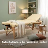 Foldable Massage Table Versatile Wooden Spa Bed Widened Design Adjustable Inking Couch for Physical Therapists, Estheticians, Medical Facility, Travel