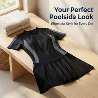 Swimsuit for Girls and Plus Size Women with a Modest Skirted Design, One-Piece Swimming Costume for Water Sports and Hot Spring