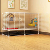 Hamster Cage and Multi-Level Chinchilla Habitat with 2 Tiers, Indoor Gerbil Cage and Rodent Cage with Bottom Board and Easy Clean Front Access