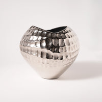 现代轻奢银色锤纹装饰花器花瓶客厅玄关花瓶家居装饰品摆件桌面