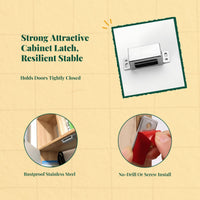 Stainless steel attractive door latch, sturdy cabinet latch, firm closure for closet drawers