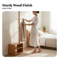 Multi-Functional independentstanding Organizer with Shelves Floor-Standing Bedside Clothes Valet Space-Saving Design Hall Tree Stylish Home Decor for Apartment Dwellers, Homeowners, Bedroom, Entryway, Small Spaces, Dorm Room