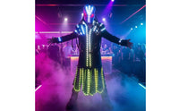 Full-Body LED Costume Glow Glowing Suit with Helmet Nightclub Light up Costume Wearable for Cosplayers, Halloween