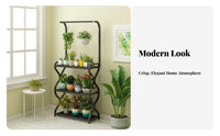 Multi-Tier Flower Rack with Hanging Bar Large Capacity for Gardeners, Homeowners